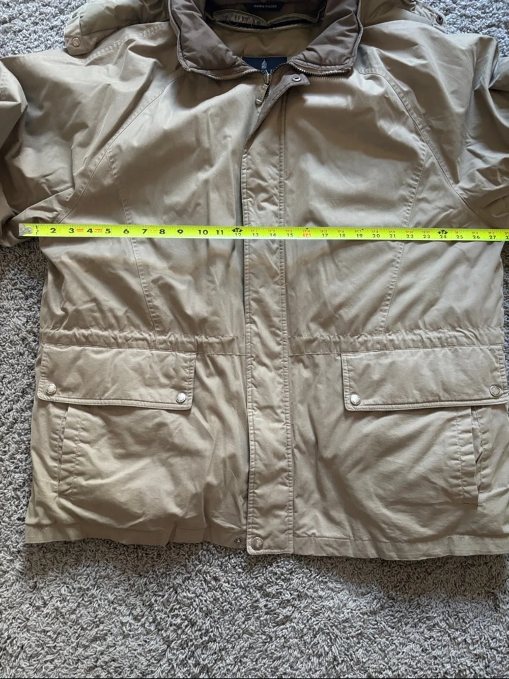 London Fog Men's Hooded Parka Down Filled Puffer Coat in Tan